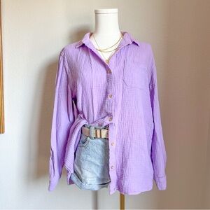 Vibrant purple Anne Klein button down shirt